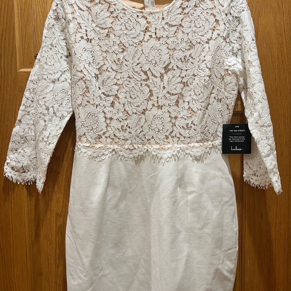 Lulu's Cream Lace Bodice Formal Dress